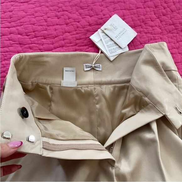 NWT Brunello Cucinelli lamb leather Bermuda shorts, US2 - Picture 9 of 13